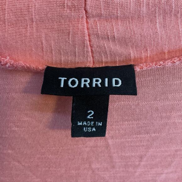 Torrid Plus Size Coral Long Sleeve Open Front Cardigan Lightweight Size 2 Pocket - Picture 4 of 7